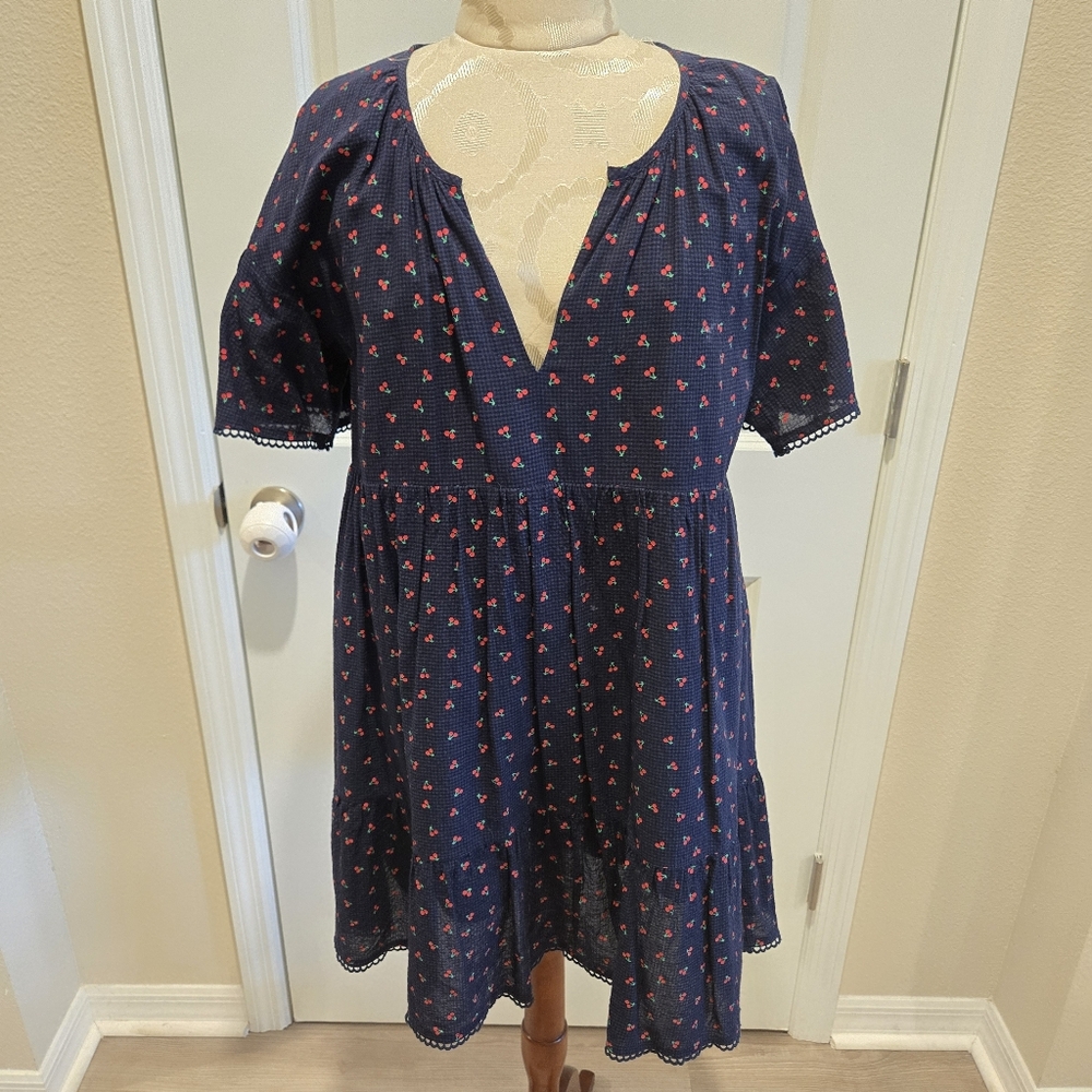 dRA Los Angeles Cherry Print Navy Dress, Size Large, Anthropologie - Picture 2 of 8